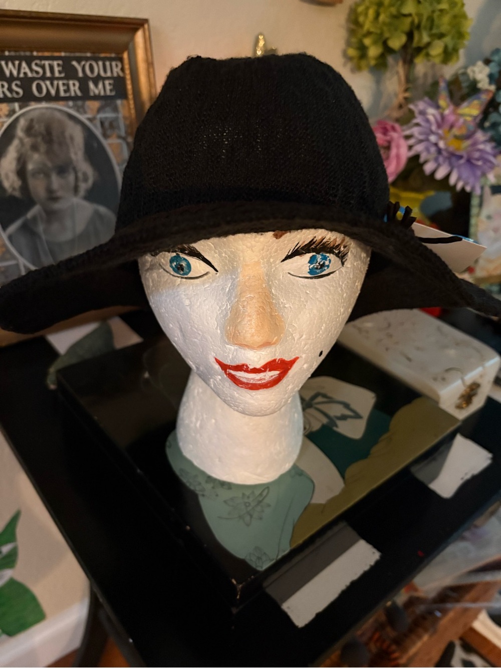 Scala Pronto Woven Polyester Black Straw Hat one size